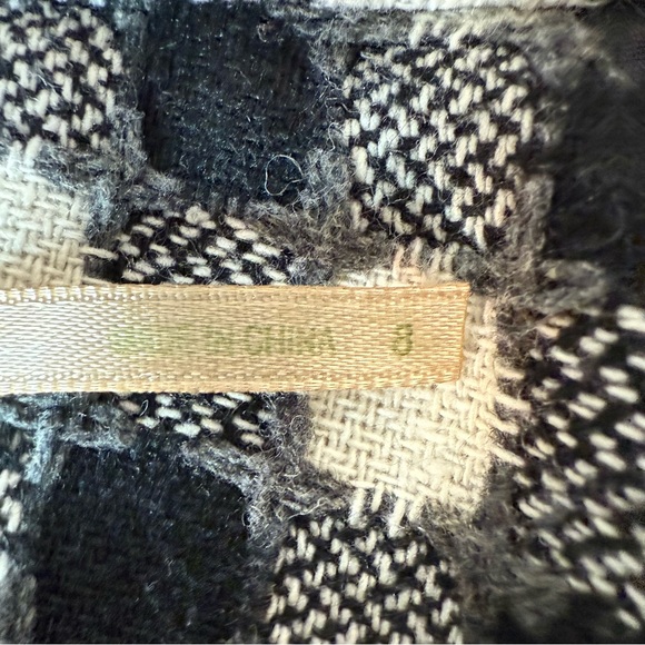 BURLAPP ANTHROPOLOGIE Wool Checker Plaid Blazer Jacket Gingham 3/4 Sleeves Sz 8 - Picture 9 of 10